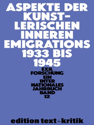 cover image of Aspekte der künstlerischen inneren Emigration 1933–1945
